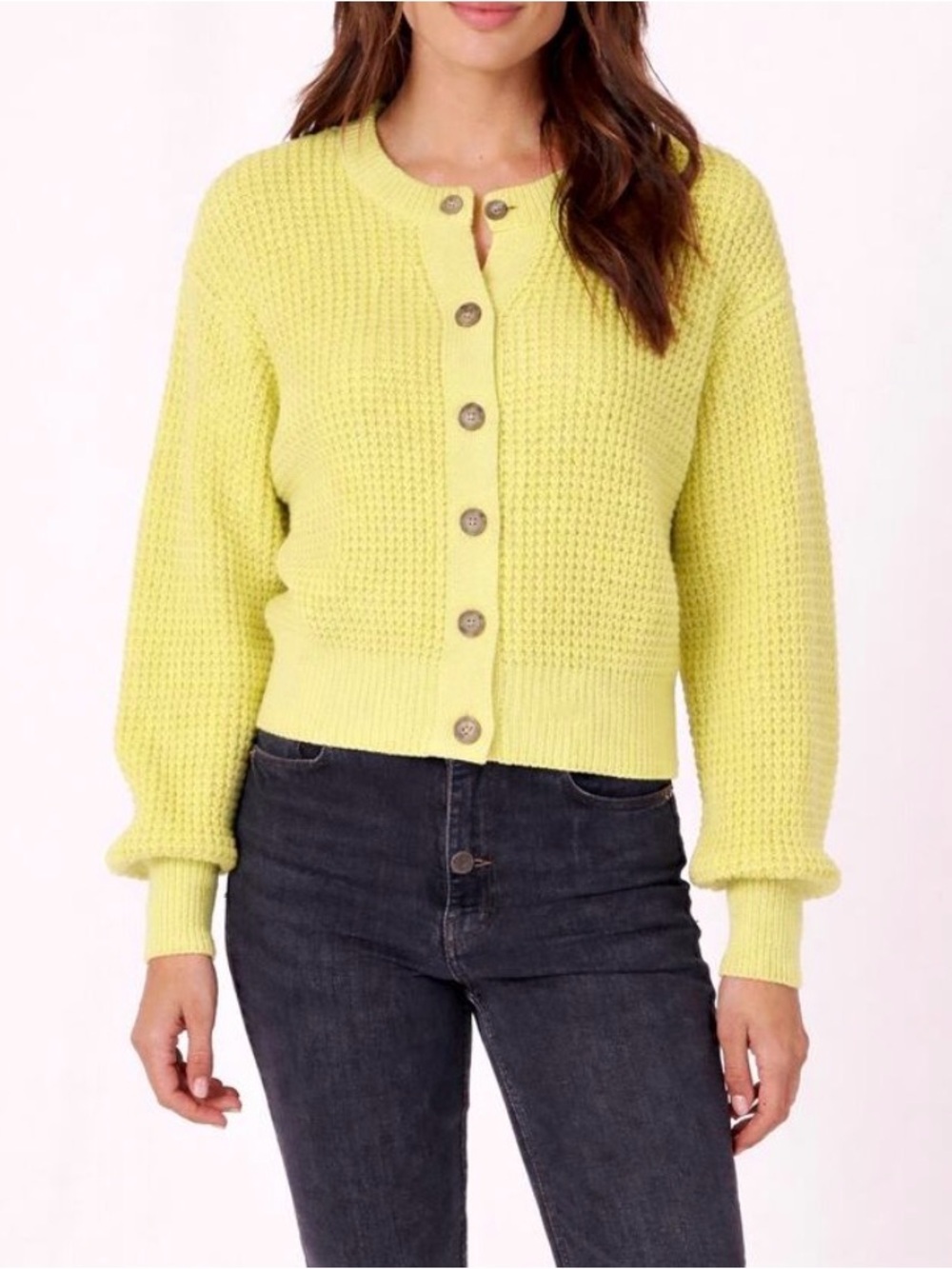 Ann Taylor Yellow Shaker Knit Cardigan Size XS